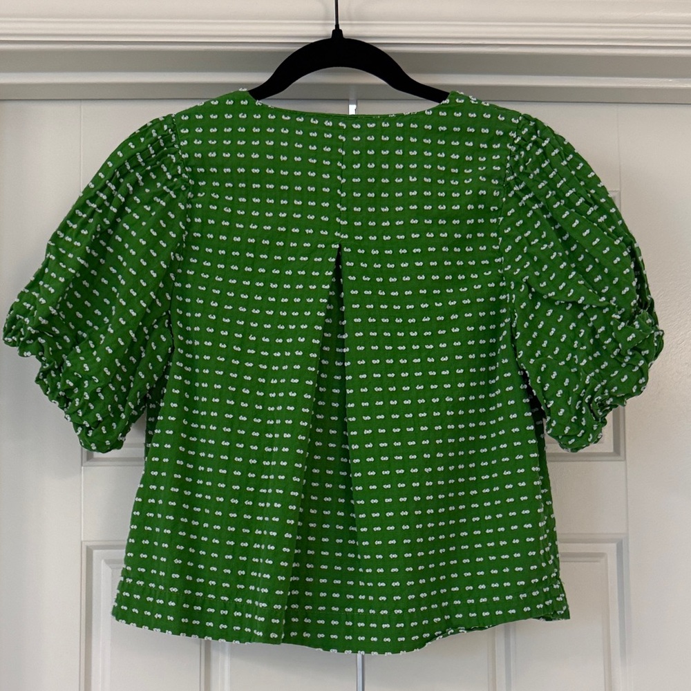 kate spade X Target Green Puff-Sleeve Tie-Front Blouse - Picture 8 of 8